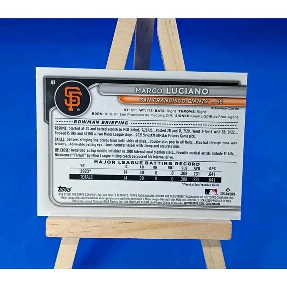 2024 Bowman Chrome - Marco Luciano #43 Mojo Refractor (RC) - Picture 6 of 7